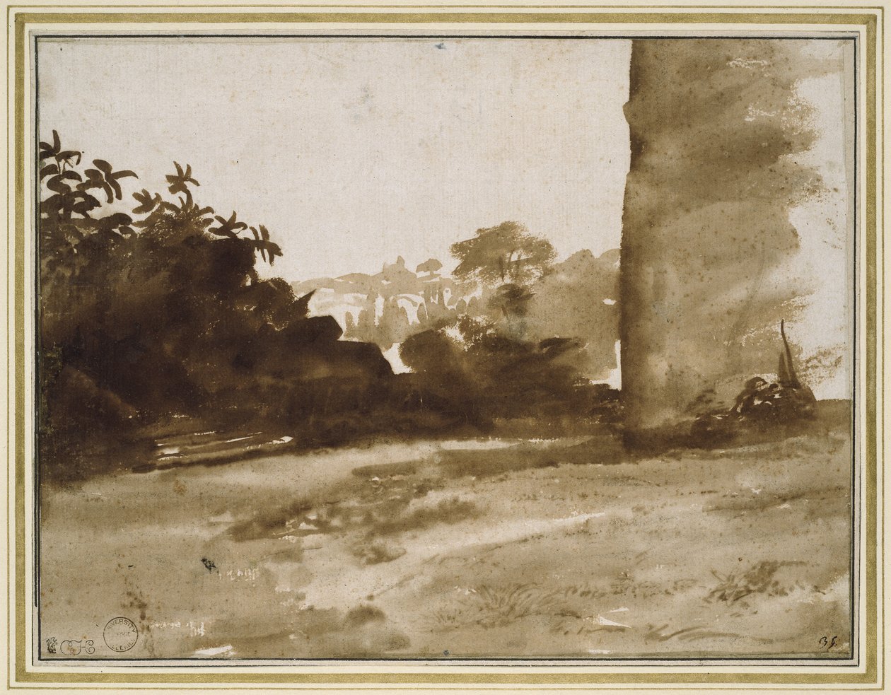 View of Shrubbery with a Wall on the right, c.1640 by Claude Lorrain