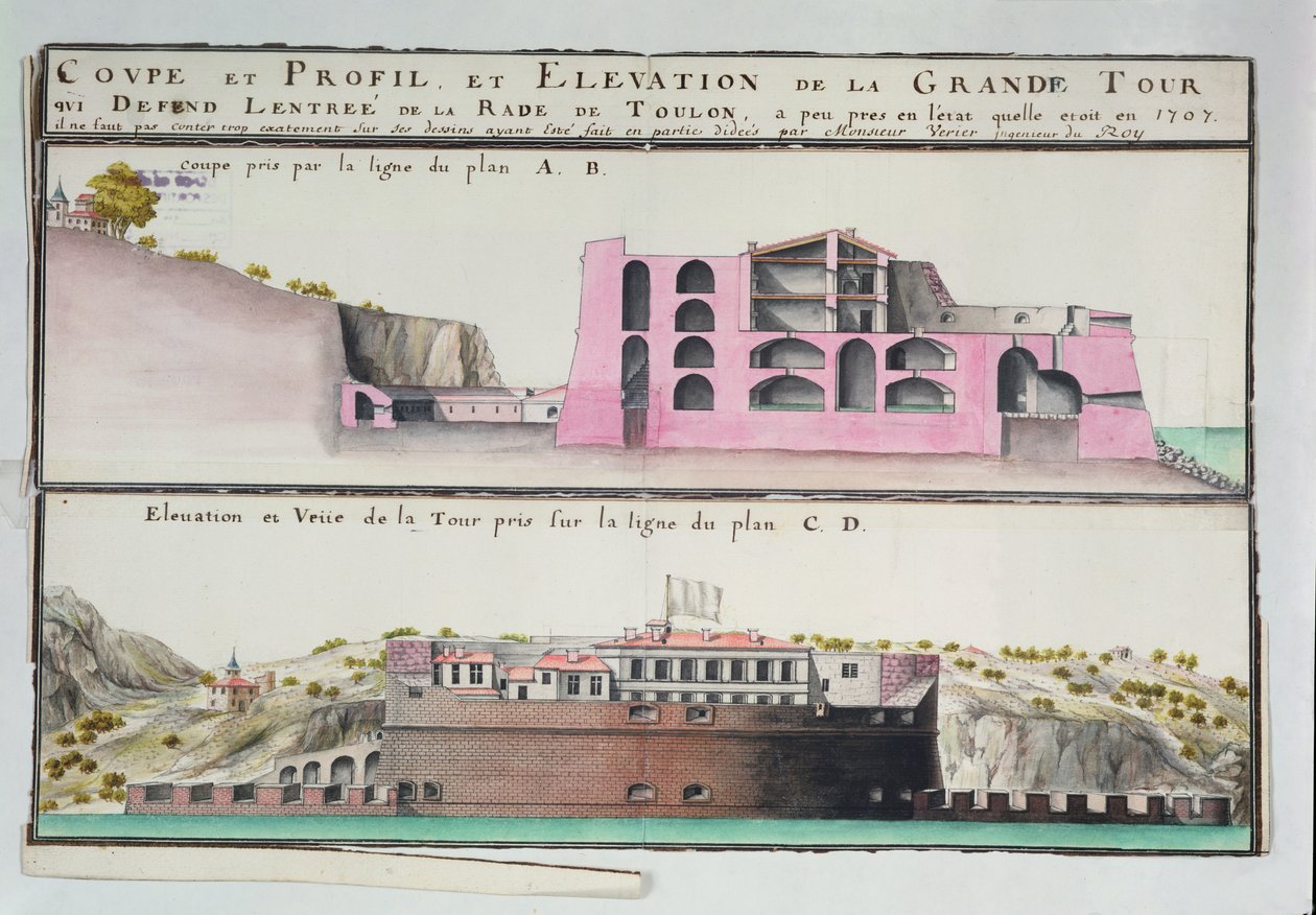 Cross-section and Elevation of the Harbour Tower at Toulon, from 