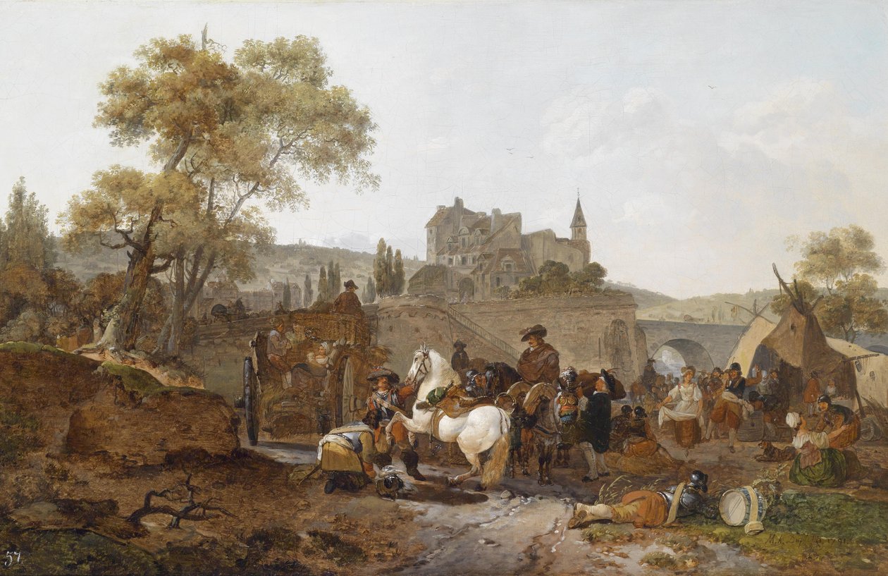 Military Camp Outside the Walls of a City by Claude Michel Hamon Duplessis