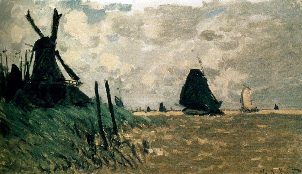 A Windmill Near Zaandam by Claude Monet