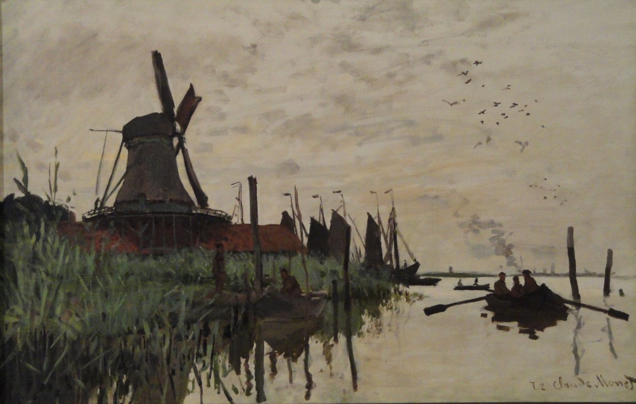 Windmill and Boats near Zaandam, Holland by Claude Monet