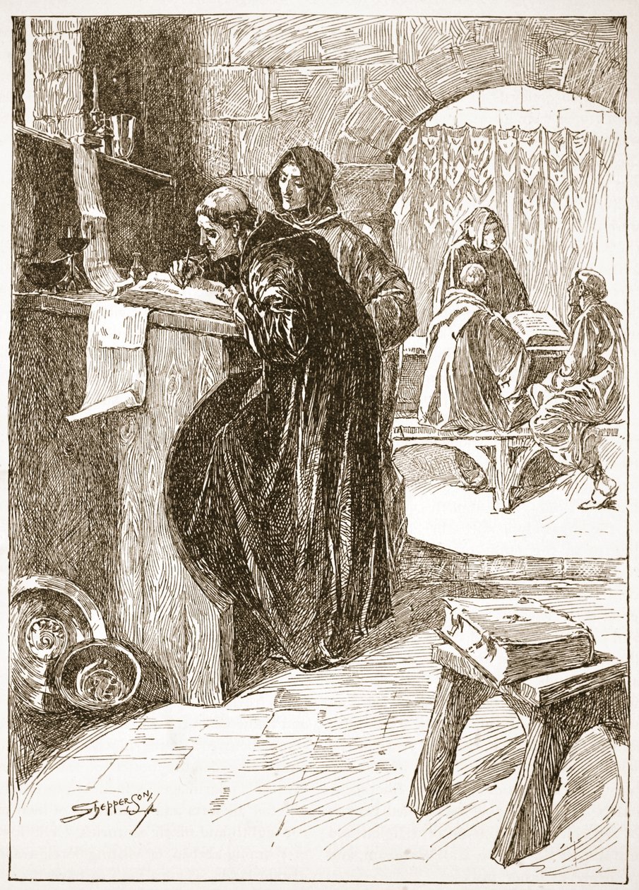 The Scriptorium of a Monastery, illustration from 