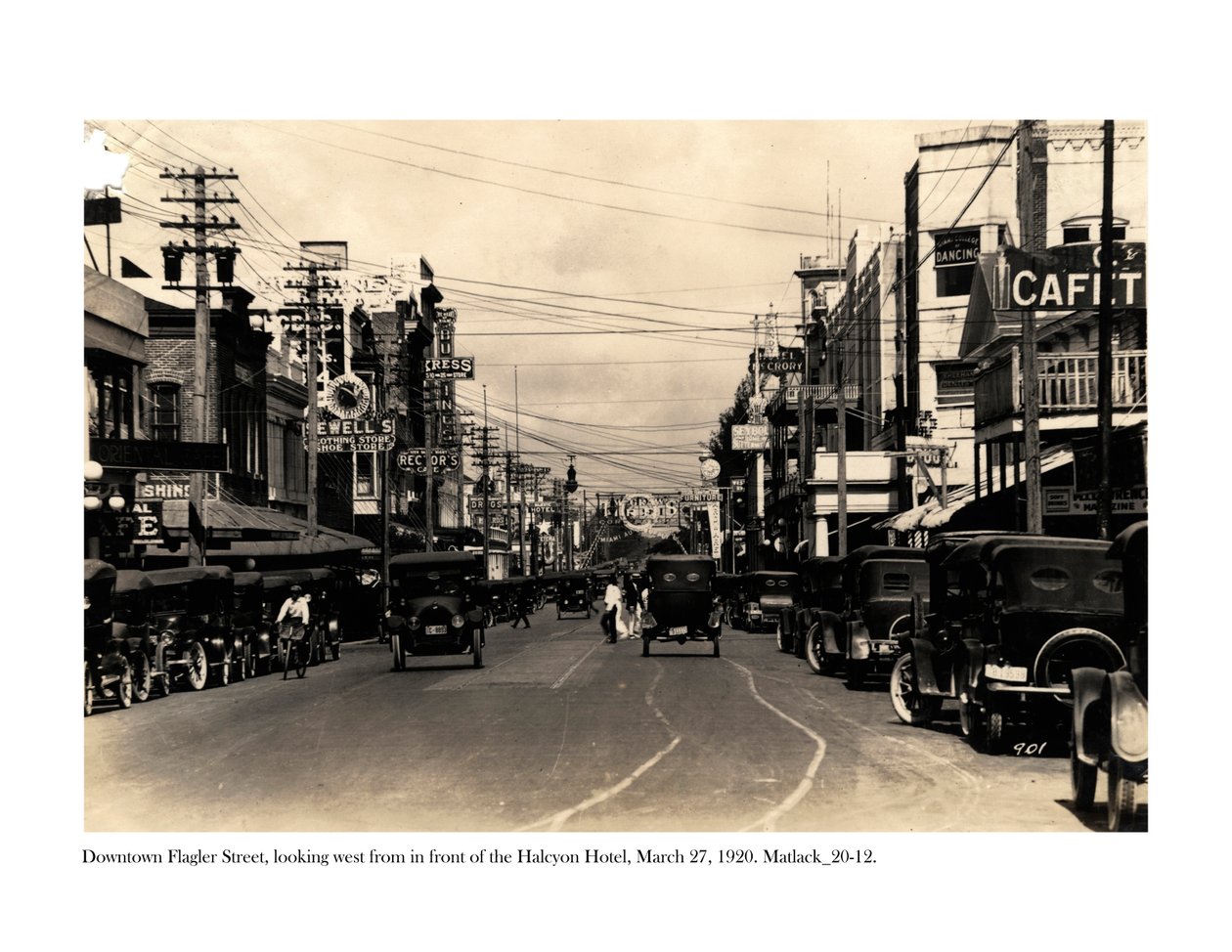 Flagler Street, Looking West from in Front of the Halcyon Hotel, 27 March, 1920 by Claude C. Matlack