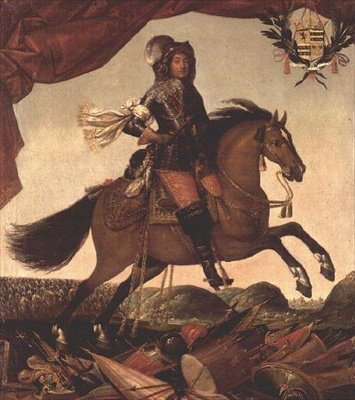 Equestrian Portrait of a General, Trophy of Arms in the Foreground and Cavalry Beyond by Claude Deruet