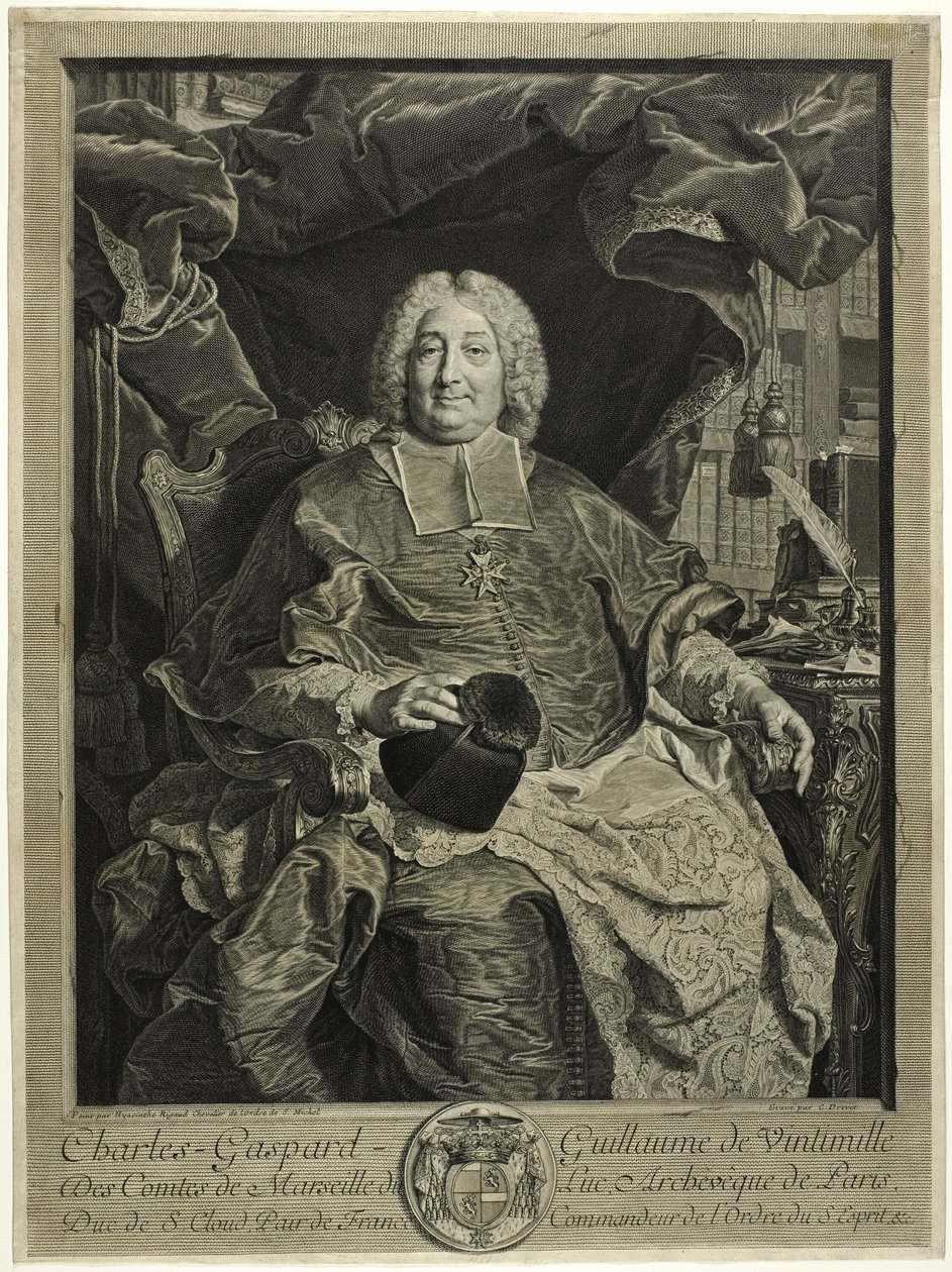 Portrait of Charles-Gaspard-Guillaume de Vintimille, Archbishop of Paris by Claude Drevet