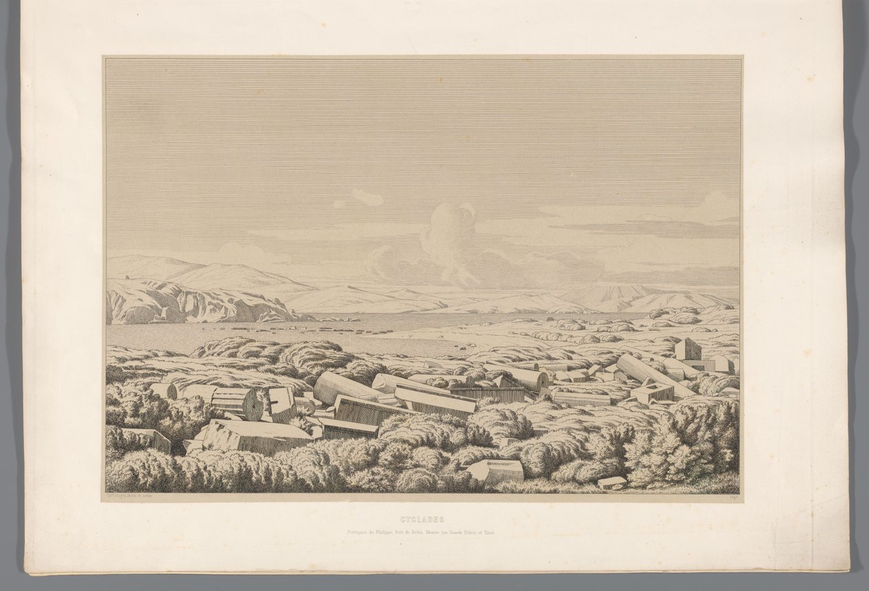 View of the Cyclades Cyclades (title on object) Views of the Most Famous Sites of Ancient Greece (series title) by Claude Félix Théodore Caruelle d
