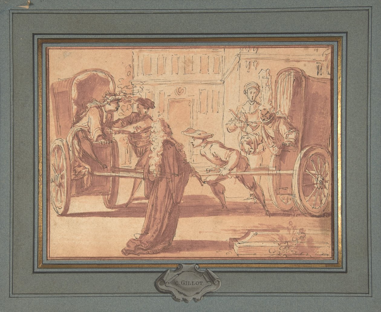 The Scene of the Two Carriages by Claude Gillot