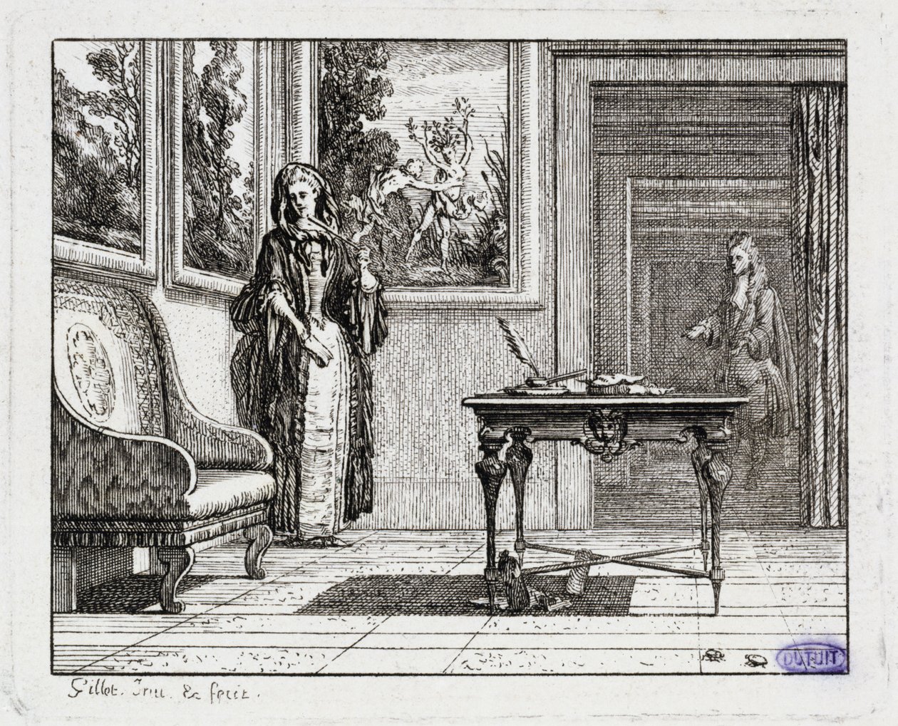 Vignettes Fables of La Motte. The Crickets (Book II, Fable 19) by Claude Gillot