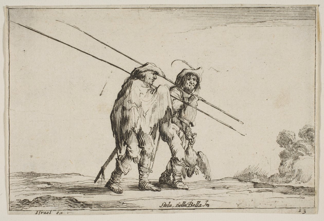 Plate 13: Two Pikemen Walking Towards the Right, 1642 by Claude Goyrand