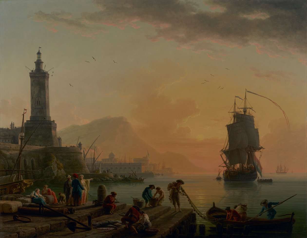 Mediterranean Harbor. Calm, Evening Peace by Claude Joseph Vernet