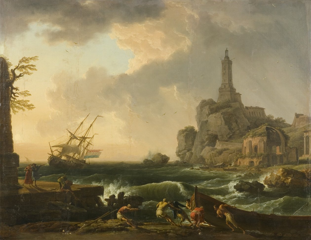 Genoa Lighthouse and the Temple of Minerva Medica by Claude Joseph Vernet