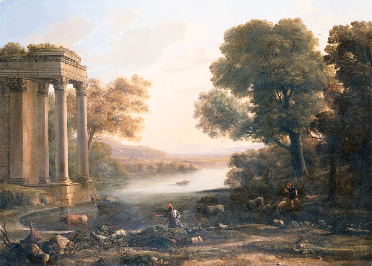 A Pastoral Landscape with Ruined Temple by Claude Lorrain