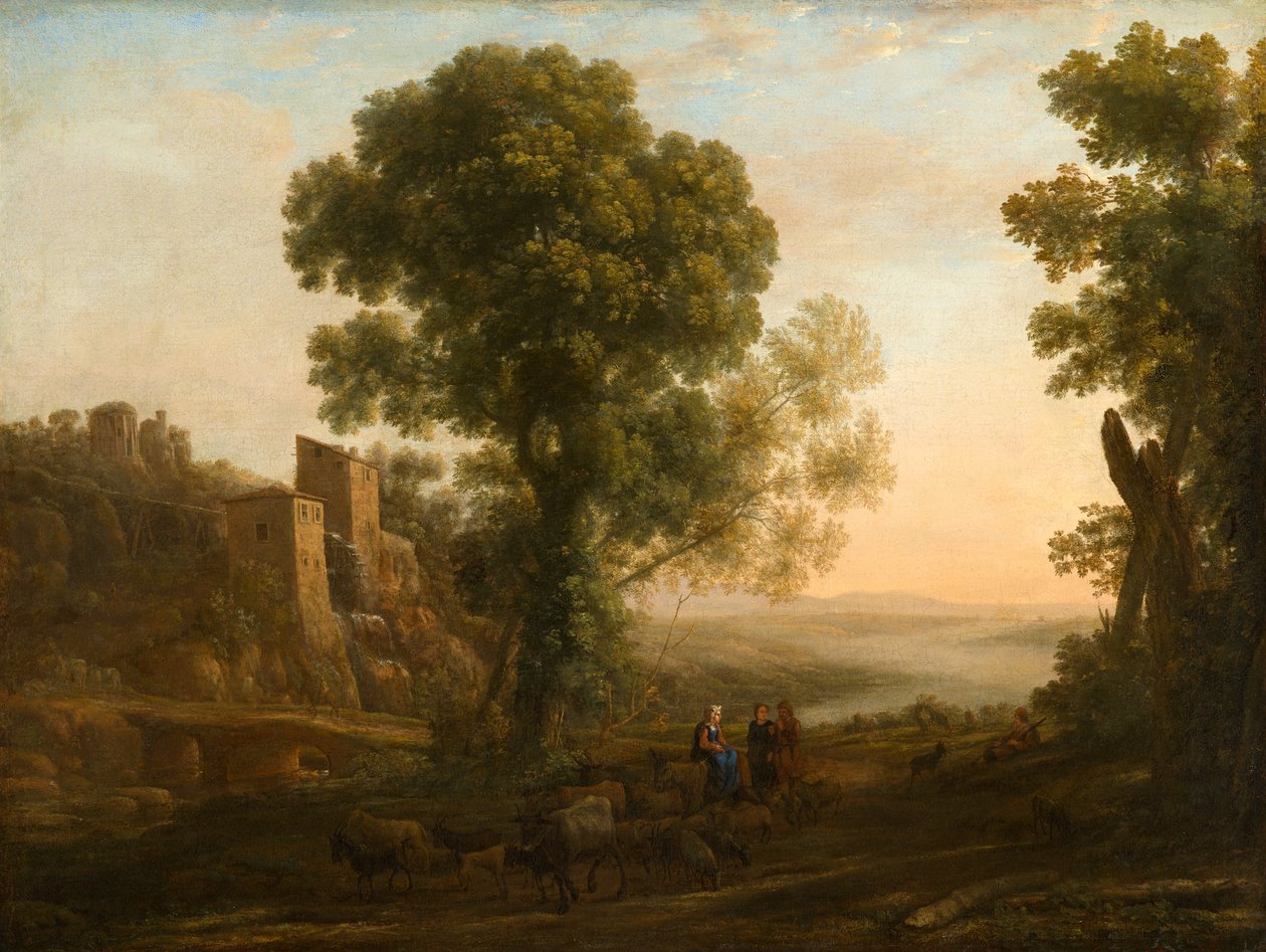 Landscape with Peasants Returning with Their Herds by Claude Lorrain