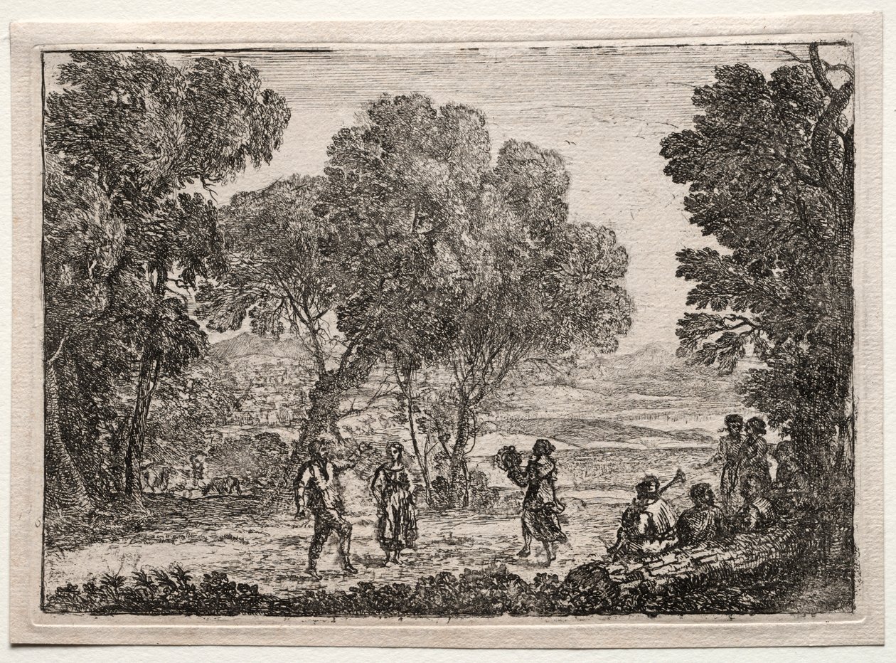 Landscape with a Country Dance Small Plate, c. 1637 by Claude Lorrain