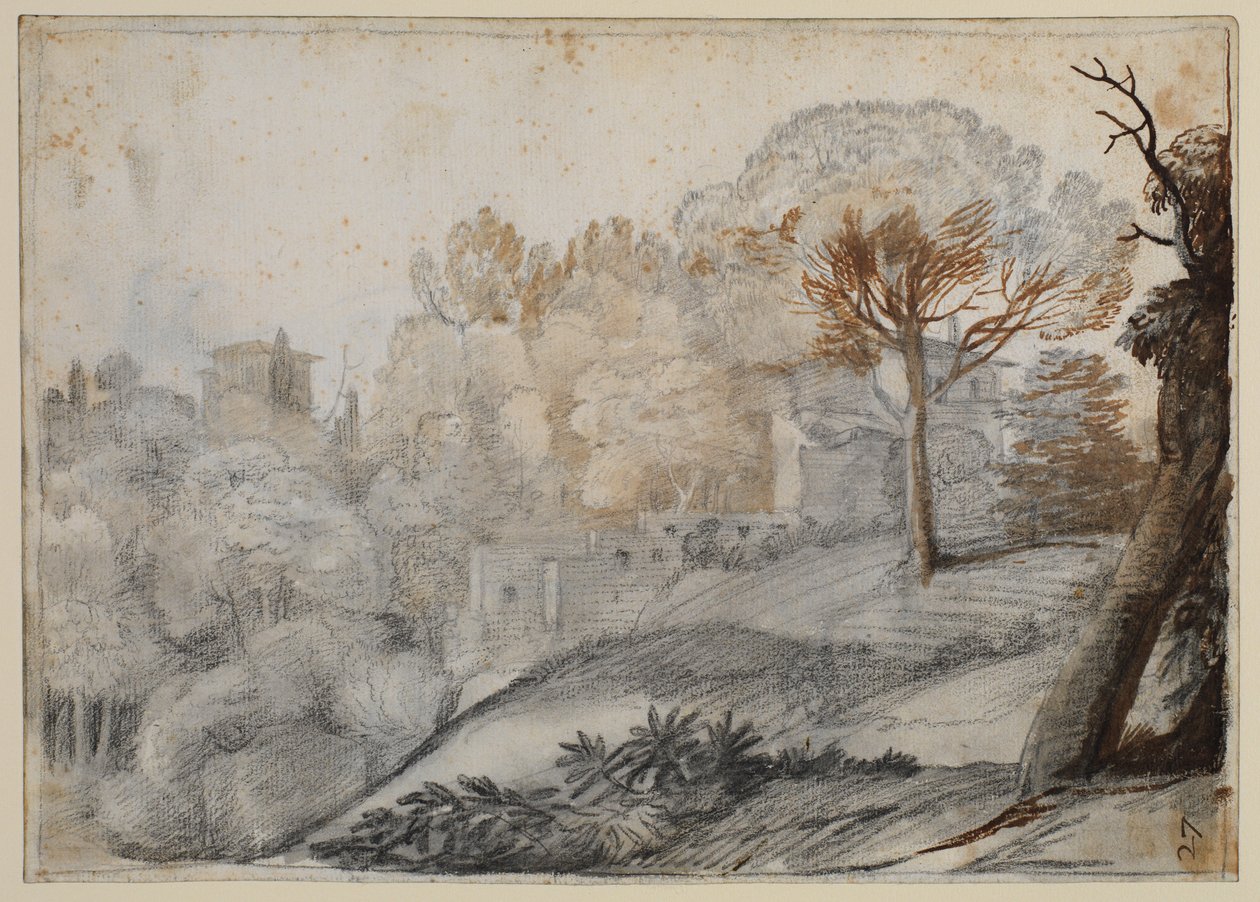 Landscape with Trees and Buildings by Claude Lorrain