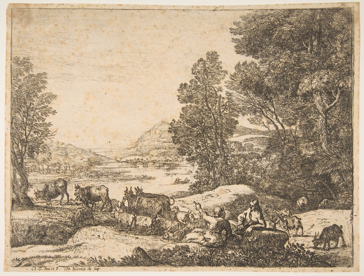 Shepherd and Shepherdess Conversing in a Landscape, ca. 1651 by Claude Lorrain