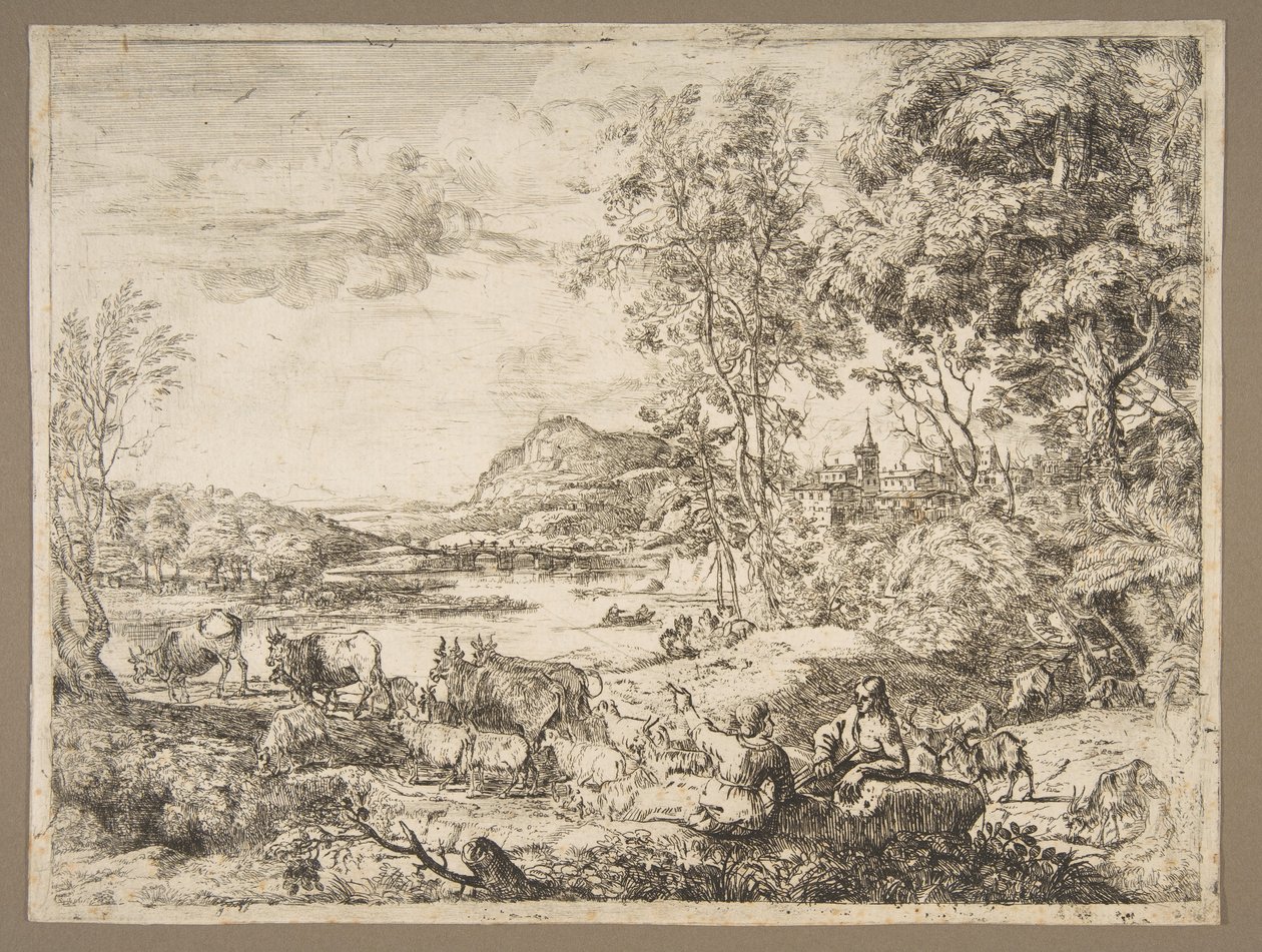 Shepherd and Shepherdess Conversing in a Landscape by Claude Lorrain