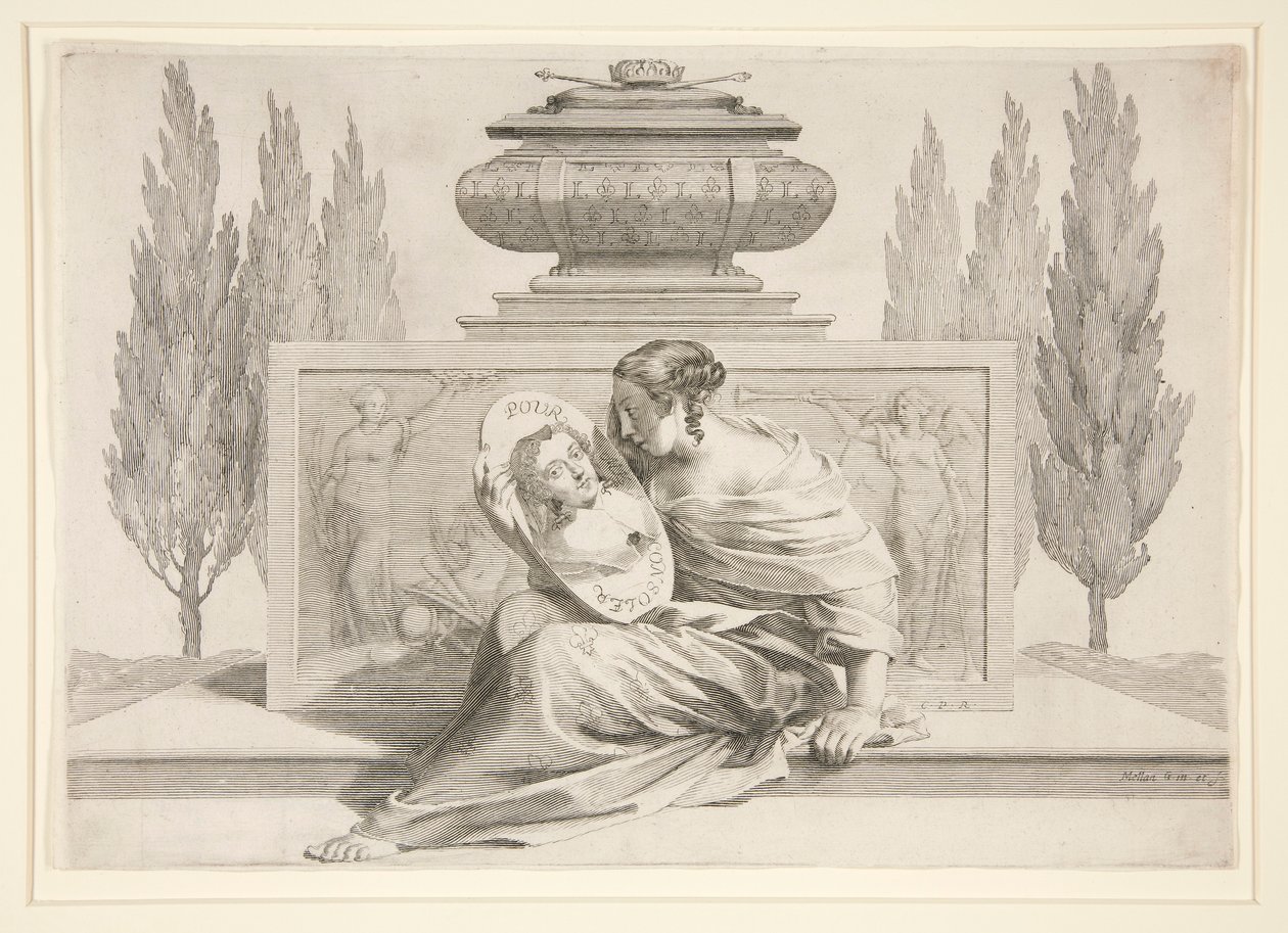Allegory of the Death of the Queen (Anne of Austria) by Claude Mellan