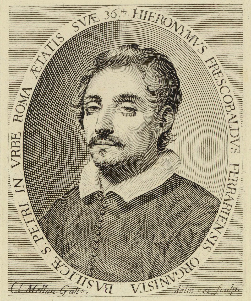 Girolamo Frescobaldi (1583-1643), engraving by Claude Mellan (1619) by Claude Mellan