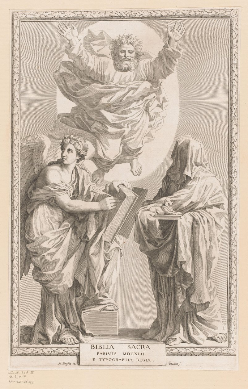 God with Personification of History and Prophecy by Claude Mellan