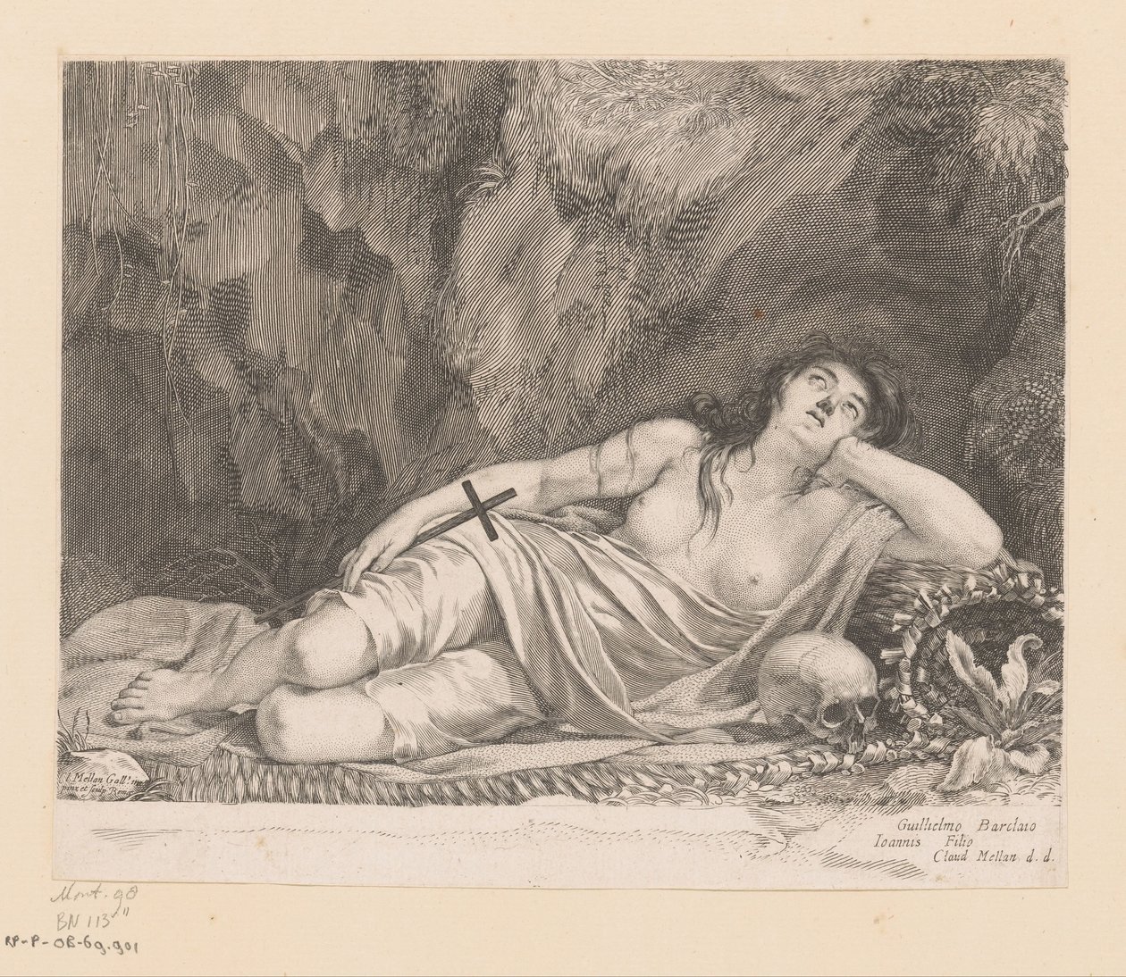 St. Mary Magdalene Lying in a Cave by Claude Mellan
