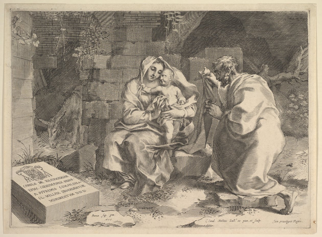 Holy Family Resting During the Flight into Egypt by Claude Mellan