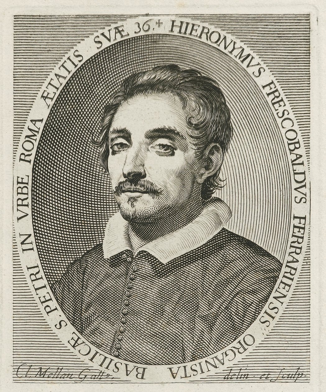 Portrait of the composer Girolamo Frescobaldi by Claude Mellan