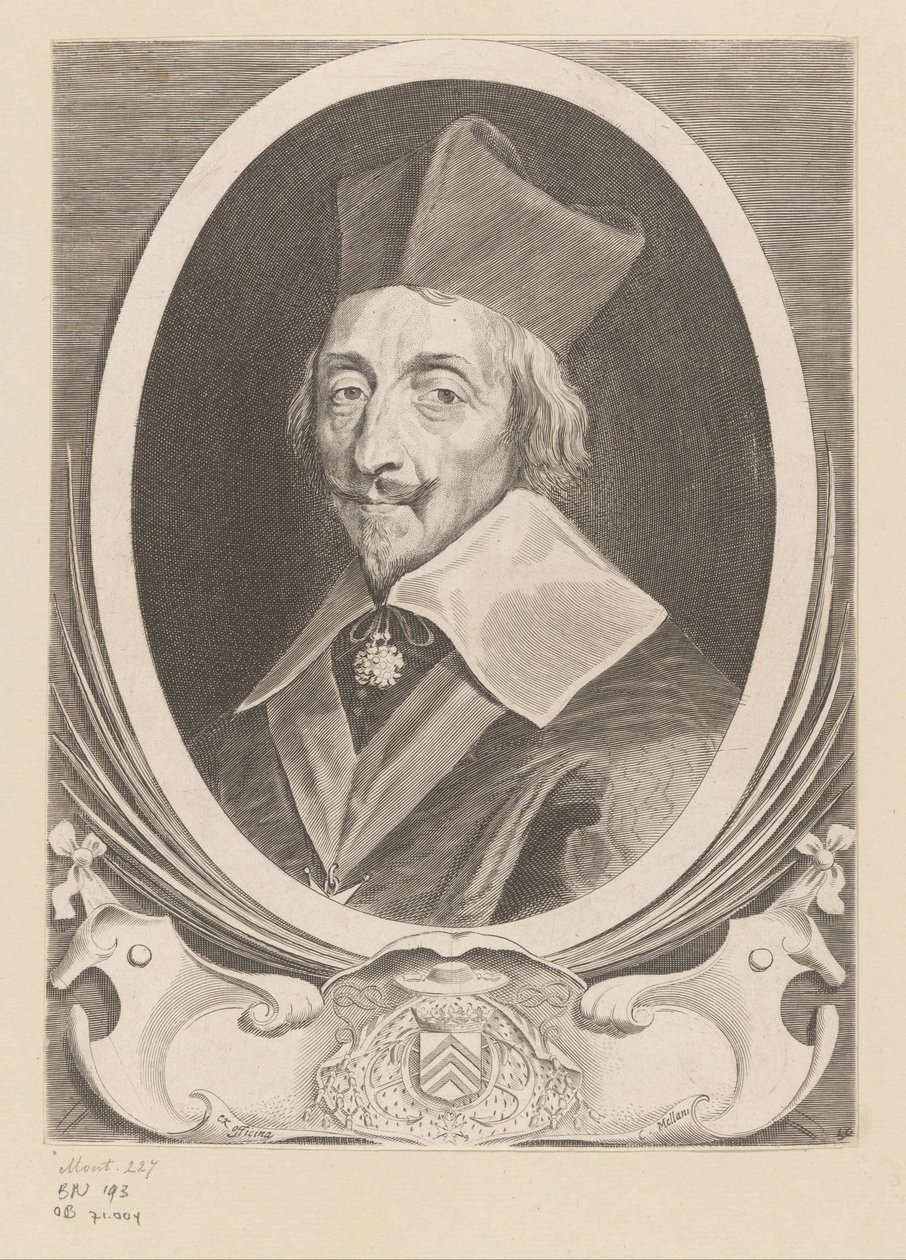 Portrait of Armand-Jean du Plessis, Cardinal Richelieu by Claude Mellan