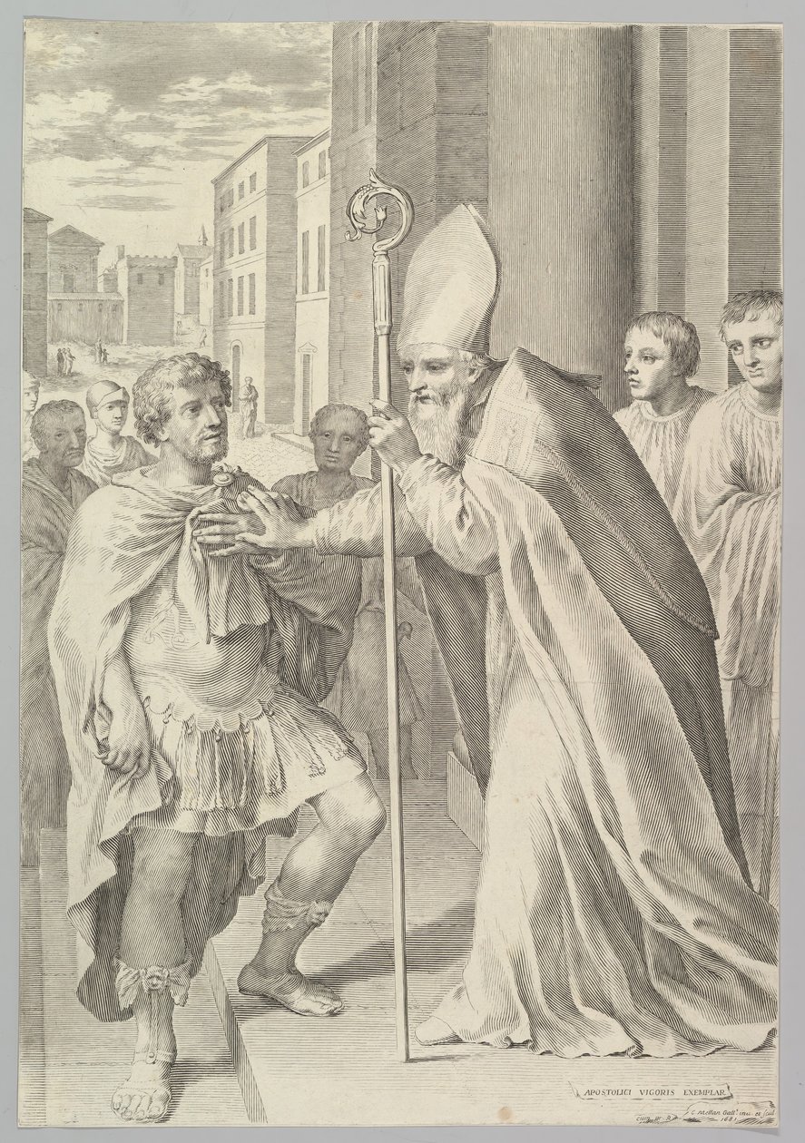 St. Ambrose, Archbishop of Milan, Turning Back Emperor Theodosius, 1681 by Claude Mellan