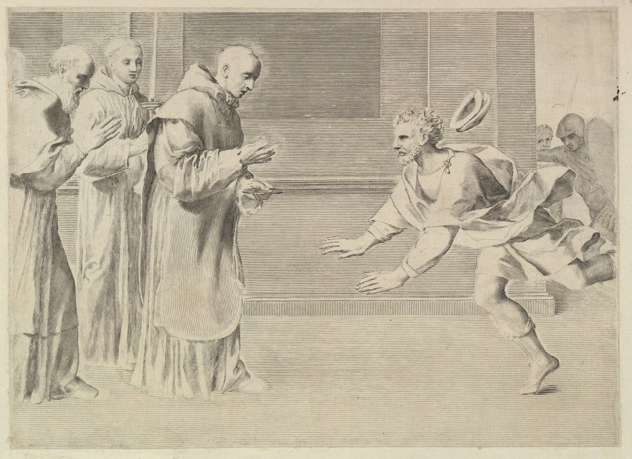 St. William, Duke of Aquitaine, Converted by St. Bernard by Claude Mellan