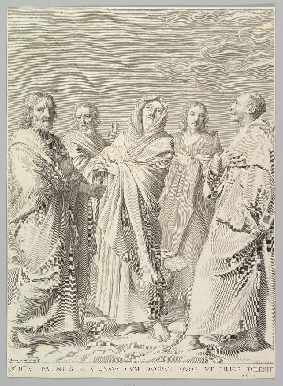 Sts. Anne, Joseph, Joachim, Bernard and John the Evangelist Parenté de la Vierge by Claude Mellan