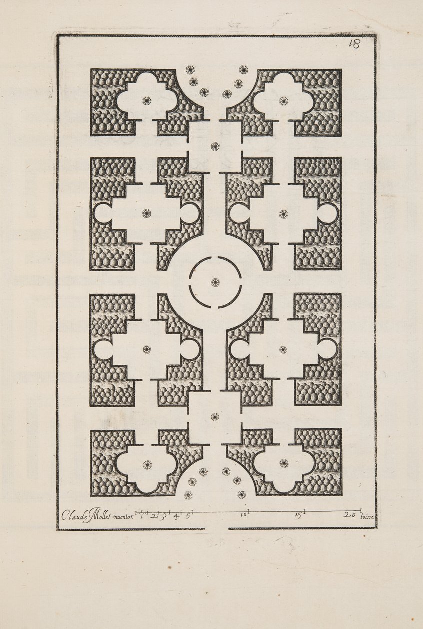 Design for Parterre, from Theatre des Plans et Jardinages, pub.1652 by Claude Mollet