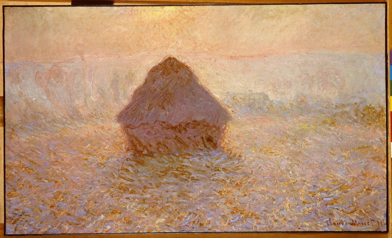 Haystacks, Sun in the Mist by Claude Monet