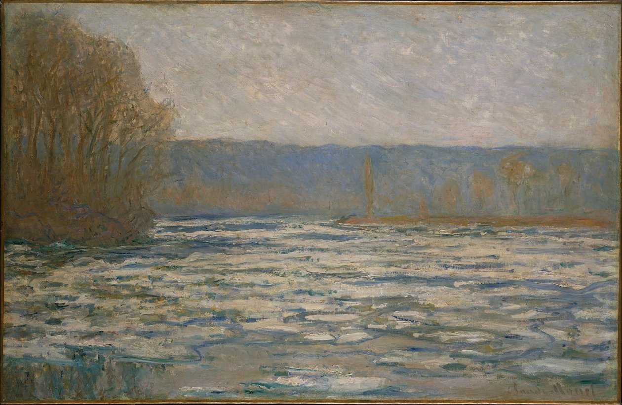 Ice Breaking Up on the Seine Near Bennecourt by Claude Monet
