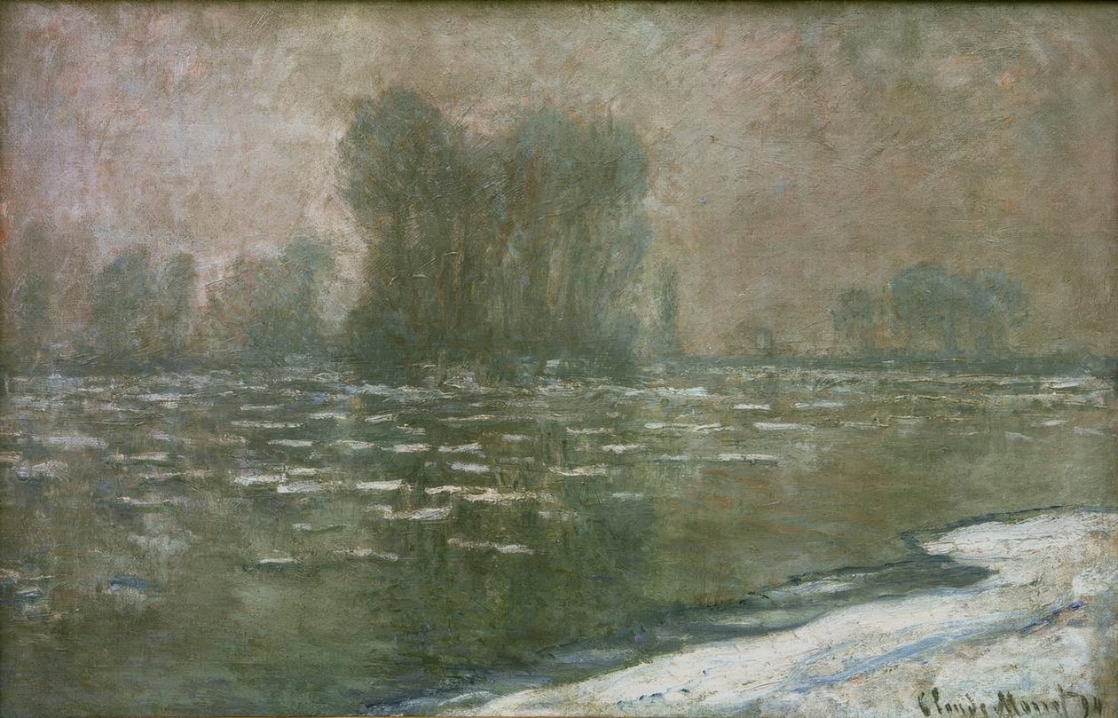 Misty Morning, Ice Drift by Claude Monet