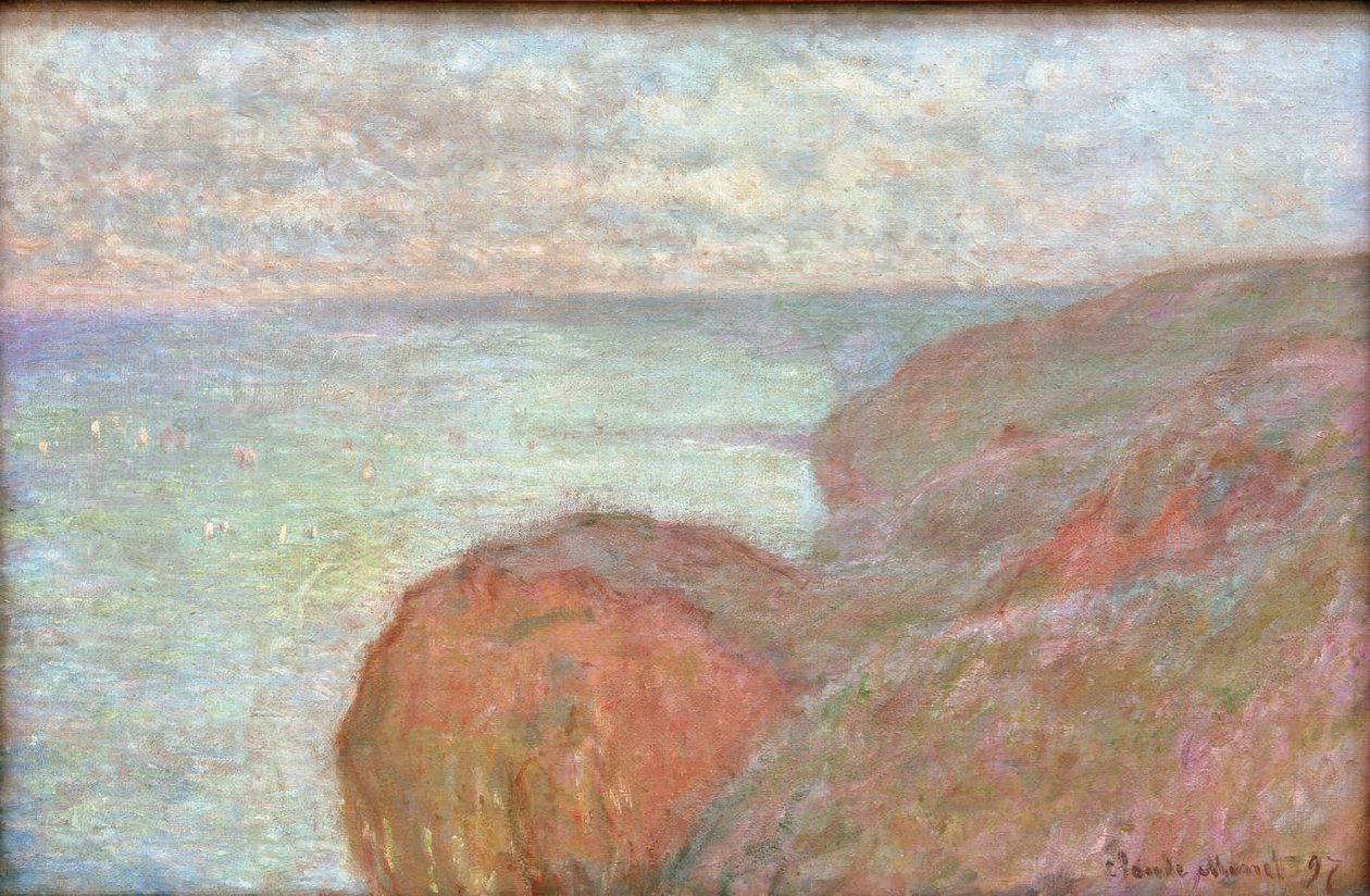 On the Cliff Near Dieppe, Cloudy Sky by Claude Monet