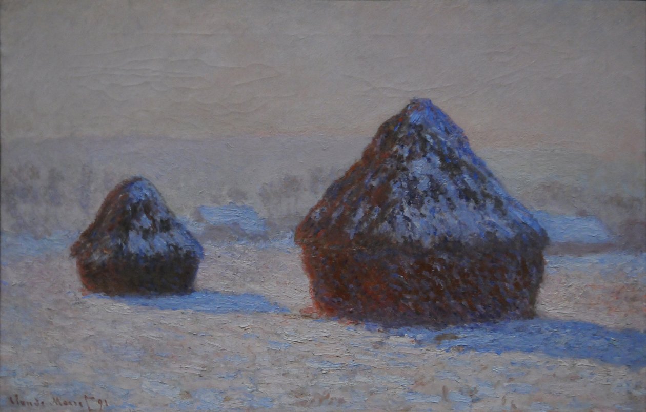 Wheatstacks, Snow Effect, Morning by Claude Monet