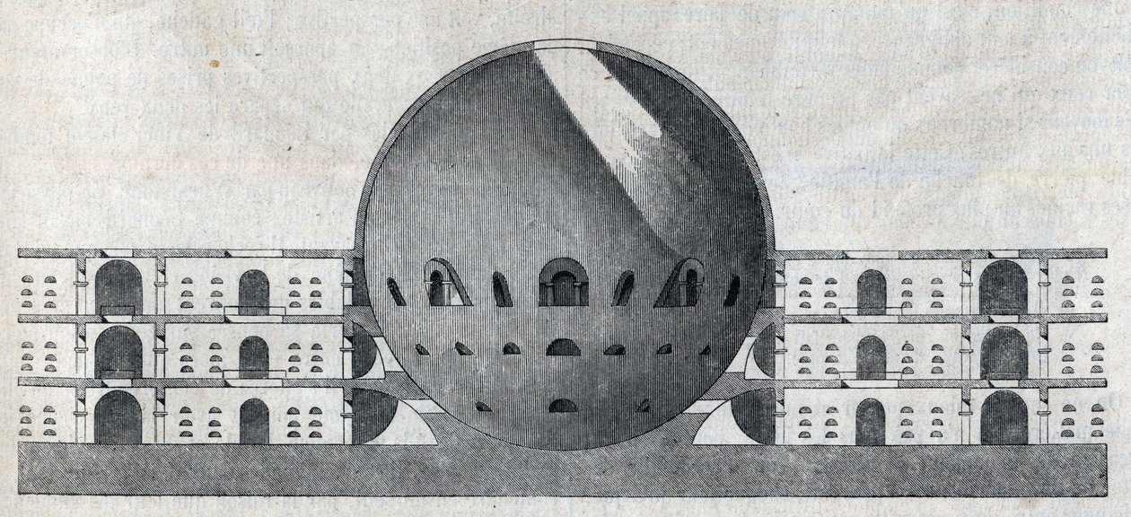 Cross section of a cemetery plan for the town of Chaux by Claude Nicolas Ledoux (1736-1806) by Claude Nicolas Ledoux