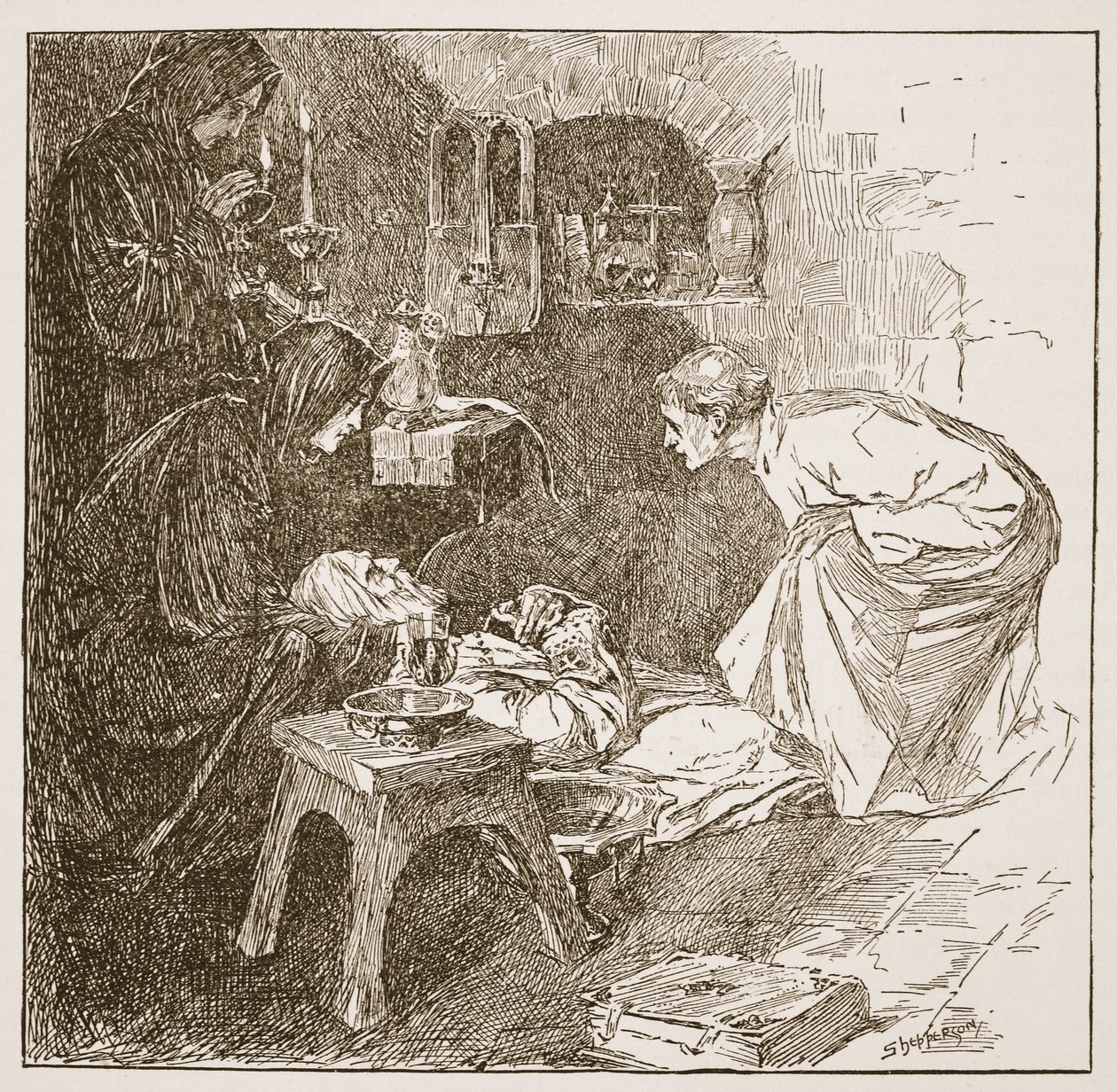 Death of Bede, illustration from 