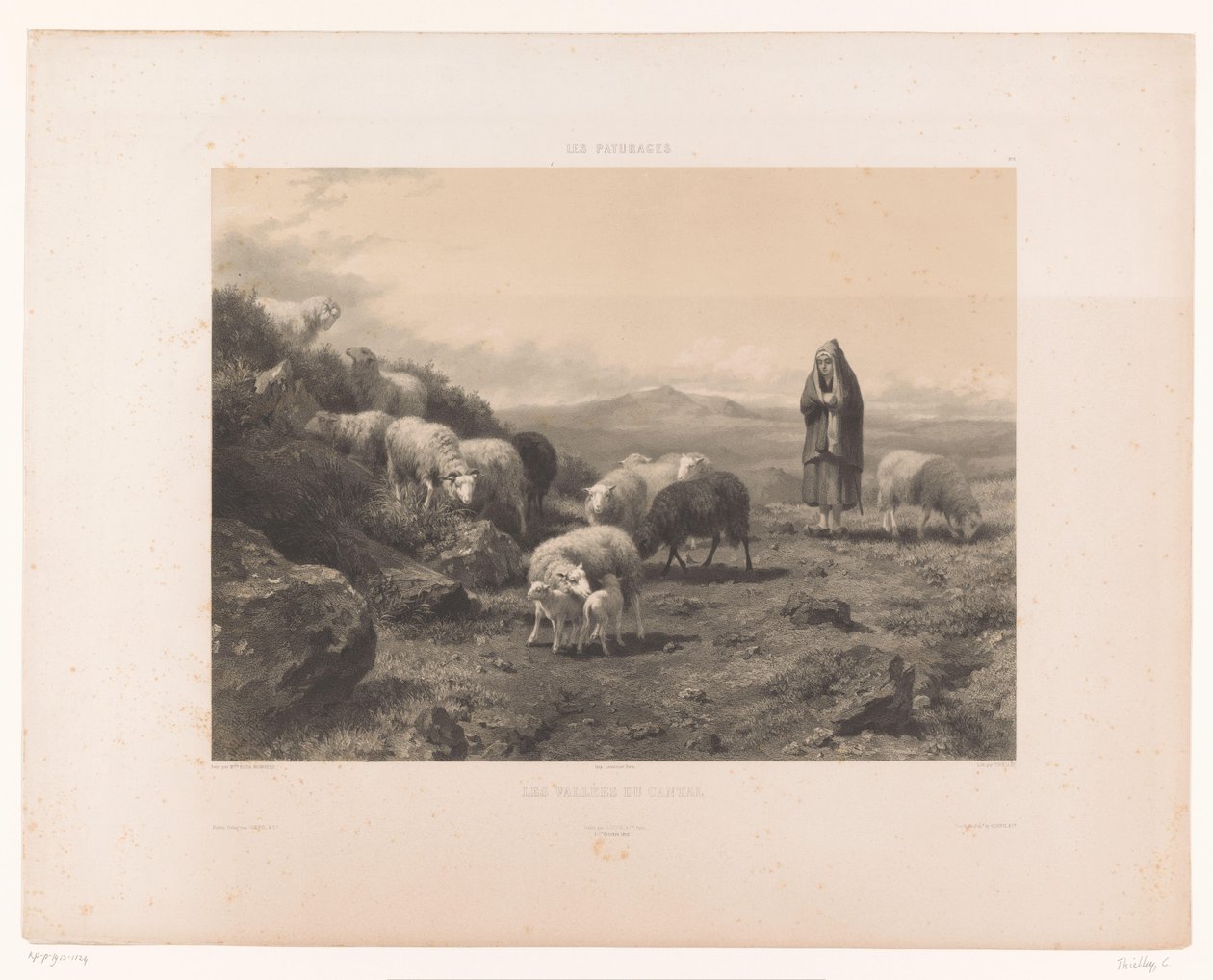Shepherdess with Sheep on the Plains of Cantal (Pastures) by Claude Thielley