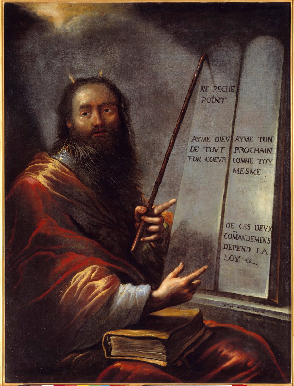 Moses and the Tablets of the Law. Painting by Claude Vignon (1593-1670) 17th century by Claude Vignon
