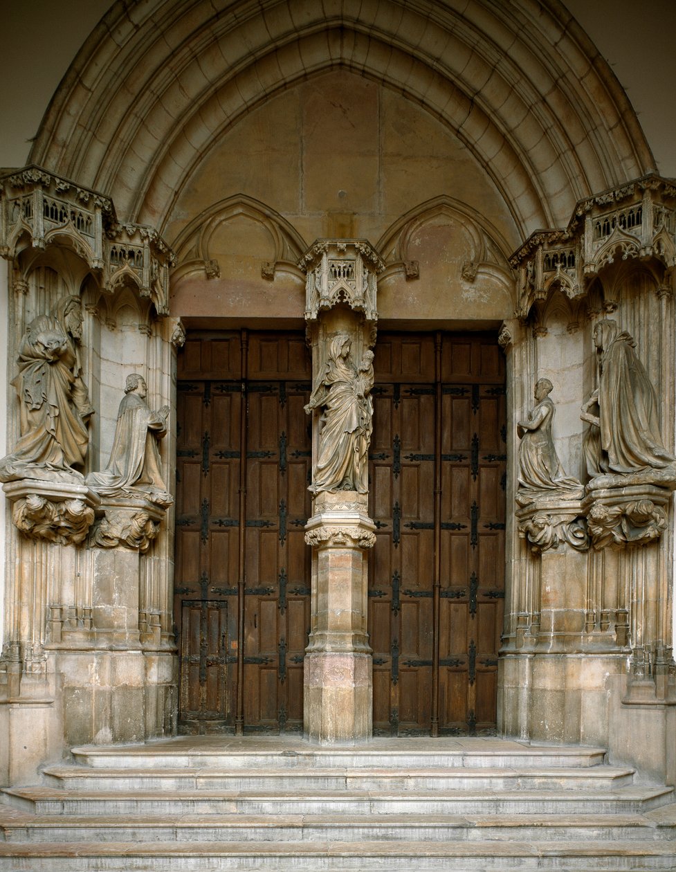View of the portal of the Chartreuse of Champmol. It is decorated with five sculptures made by Sluter Claus (circa 1350 around 1405): the Virgin, the Duke and Duchess of Burgundy, Saint John the Baptist and Saint Margaret. 1386-1401. Dijon (Gold Cote) by Claus Sluter
