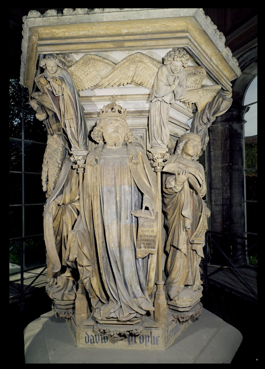 King David flanked by Moses and Jeremiah (detail) by Claus and Malouel, Jean Sluter