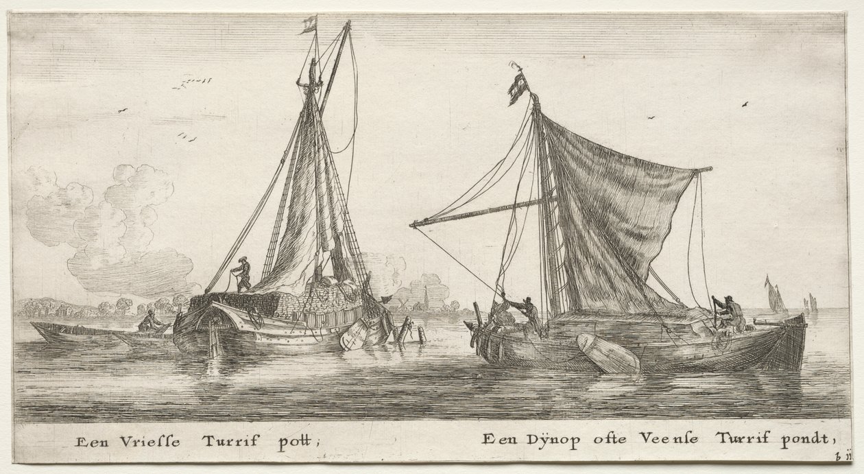 Various Ships and Views of Amsterdam, Part II: A Frisian Peat Barge. The Dÿnop, near the Veensche Peat Pond by Clement de Jonghe