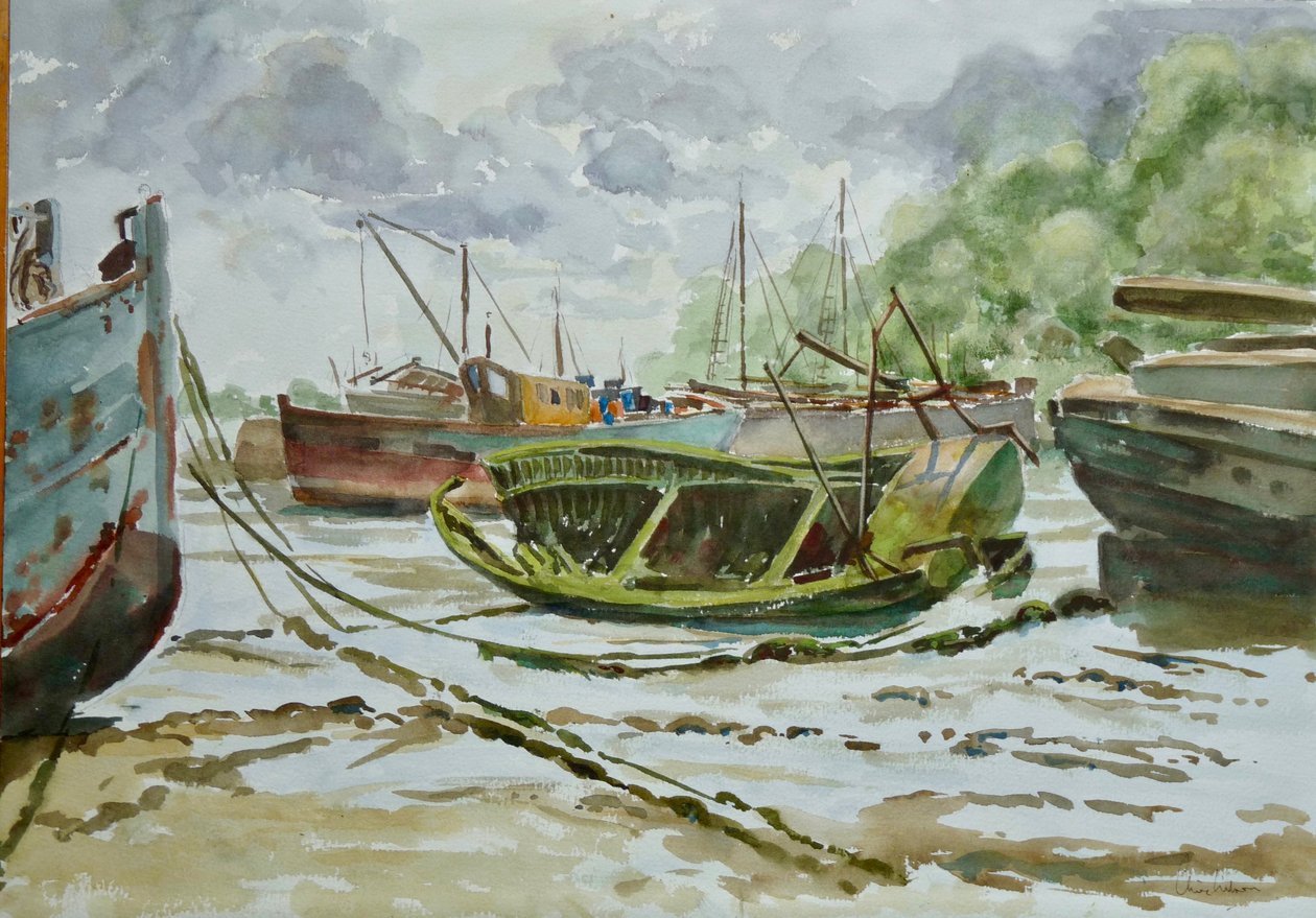 Wrecks at Pin Mill by Clive Wilson