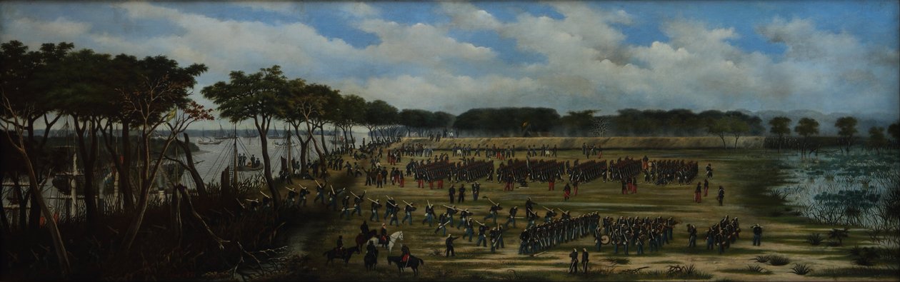 Landing of the Argentine Army in Front of the Curuzú Trenches by Candido Lopez