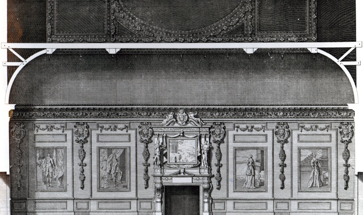 Section of the Great Dining Room at Wilton, after a design by Inigo Jones, engraved by H. Hulsbergh, published in 