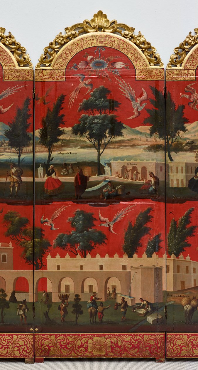 Biombo with Views of Mexico City by Colonial Spanish