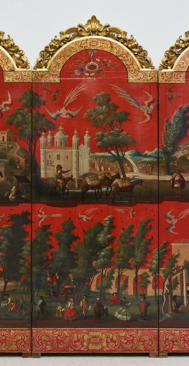 Biombo with Views of Mexico City by Colonial Spanish