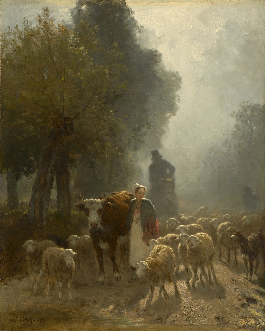 Going to Market on a Misty Morning, 1851 by Constant Emile Troyon